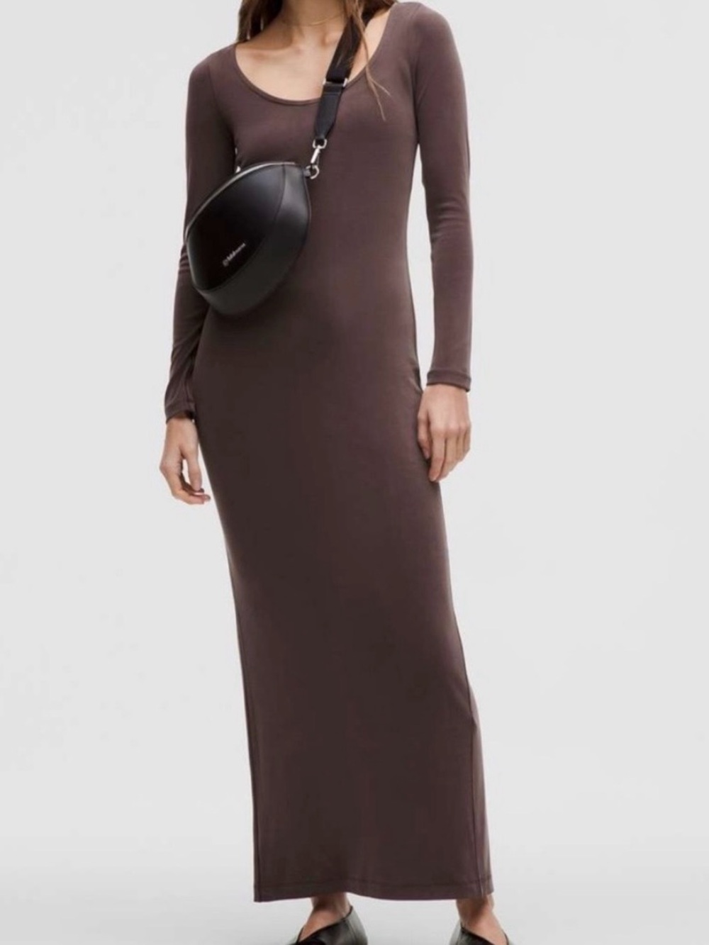 lululemon athletica Long Sleeve Scoop Maxi Dress in Brown